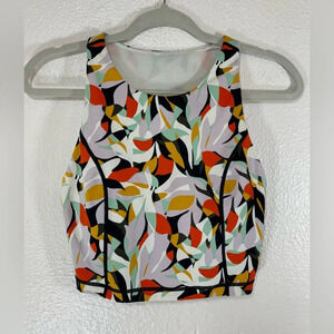 Anthropologie Sweaty Betty Power High Neck Bra Tank Top in Green Frond Print XS